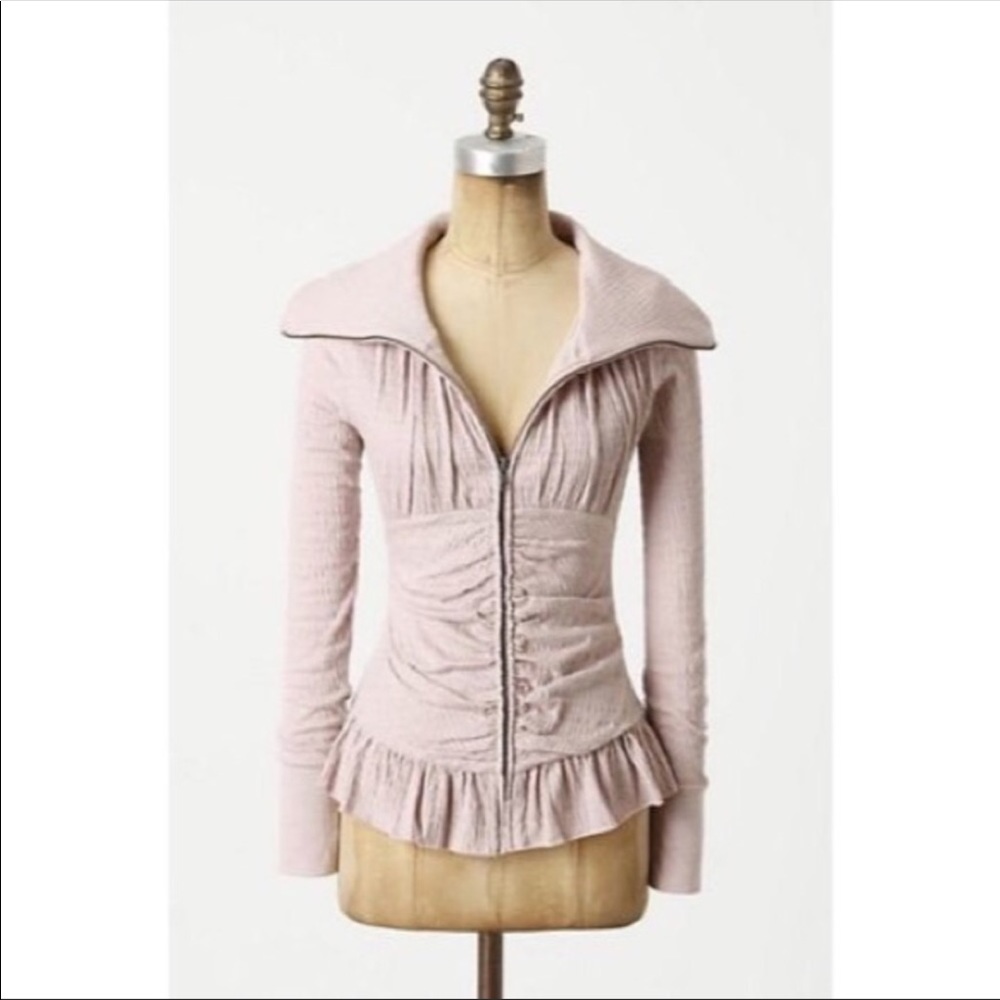 Anthropologie Eloise pink zip up